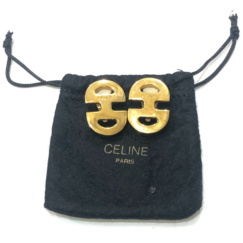 CELINE Vintage Logo Accessories Fashion Jewelry Clip-on Earrings Metal Women's Gold