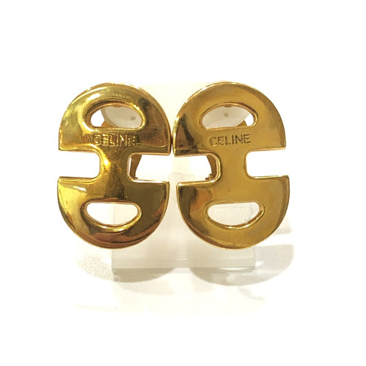 CELINE Vintage Logo Accessories Fashion Jewelry Clip-on Earrings Metal Women's Gold