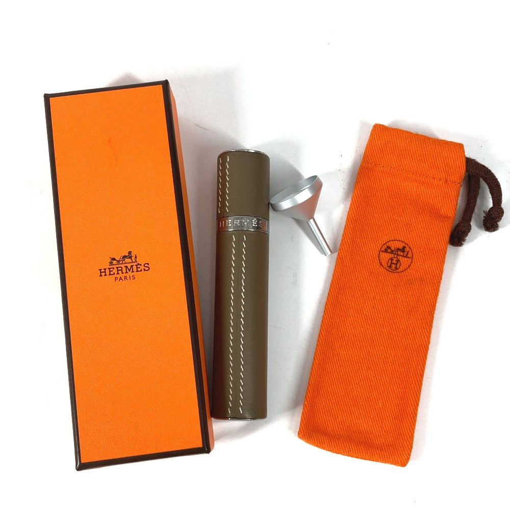 HERMES Perfume Case Refillable Atomizer Fragrance Spray Travel Spray Perfume Case Perfume Holder Small Item Case Leather Unisex Etoupe