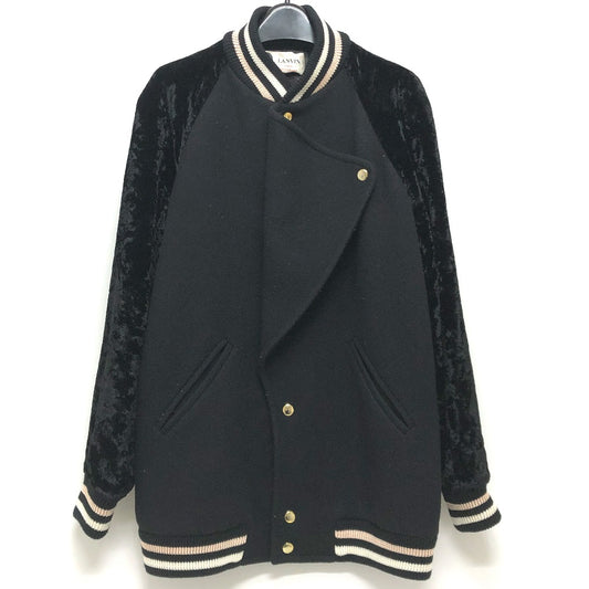 LANVIN JA726K 3613 オーバーサイズ バーシティジャケット スタジャン アウター コート ブルゾン ウール レディース ブラック