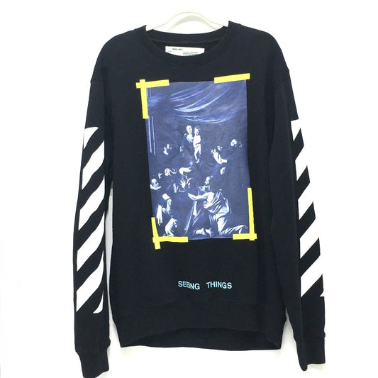 OFF-WHITE OMBA003F17003016 Seeing Things CARAVAGGIO PAINTING ロザリオ スウェット トレーナー コットン メンズ ブラック