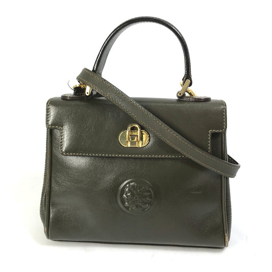 FENDI ハンドバッグ カバン ヴィンテージ カバン 2WAY 斜め掛け ショルダーバッグ レザー レディース カーキ