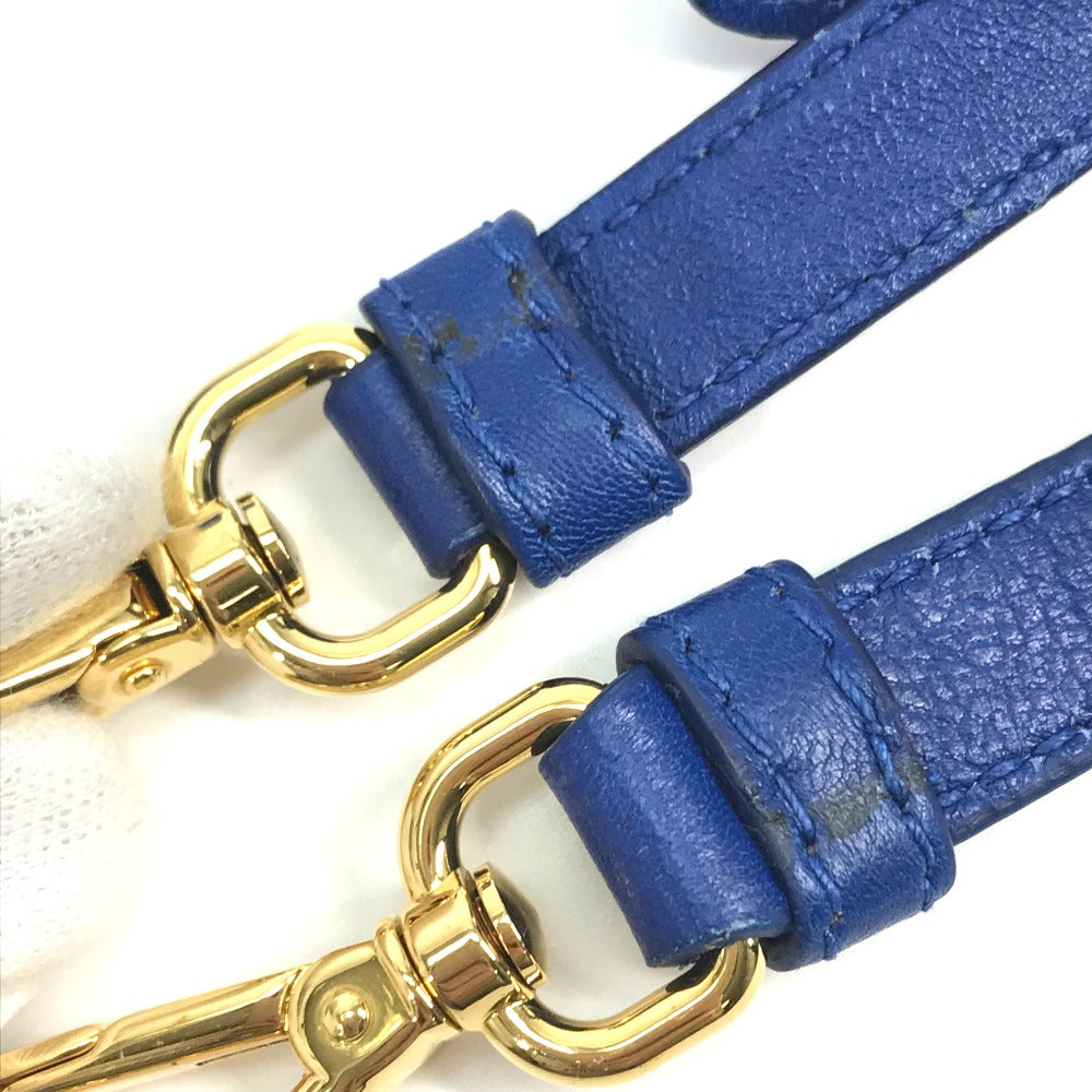 PRADA Logo Crossbody Ribbon 2-Way Shoulder Bag, Tote Bag, Handbag, Leather, Women's, Blue