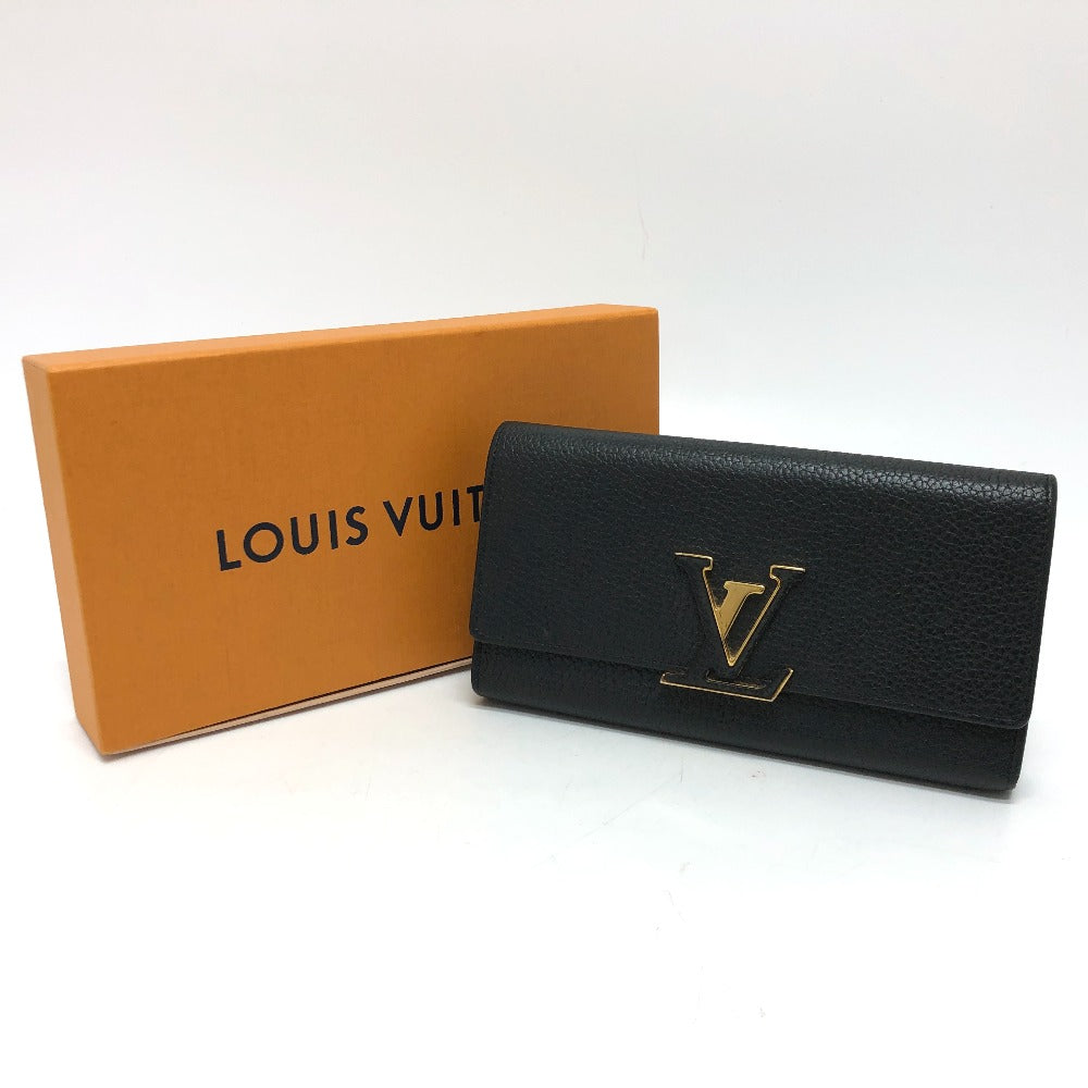 LOUIS VUITTON M61248 LVロゴ ポルトフォイユ カプシーヌ 二つ折り 長財布 トリヨンレザー レディース ブラック