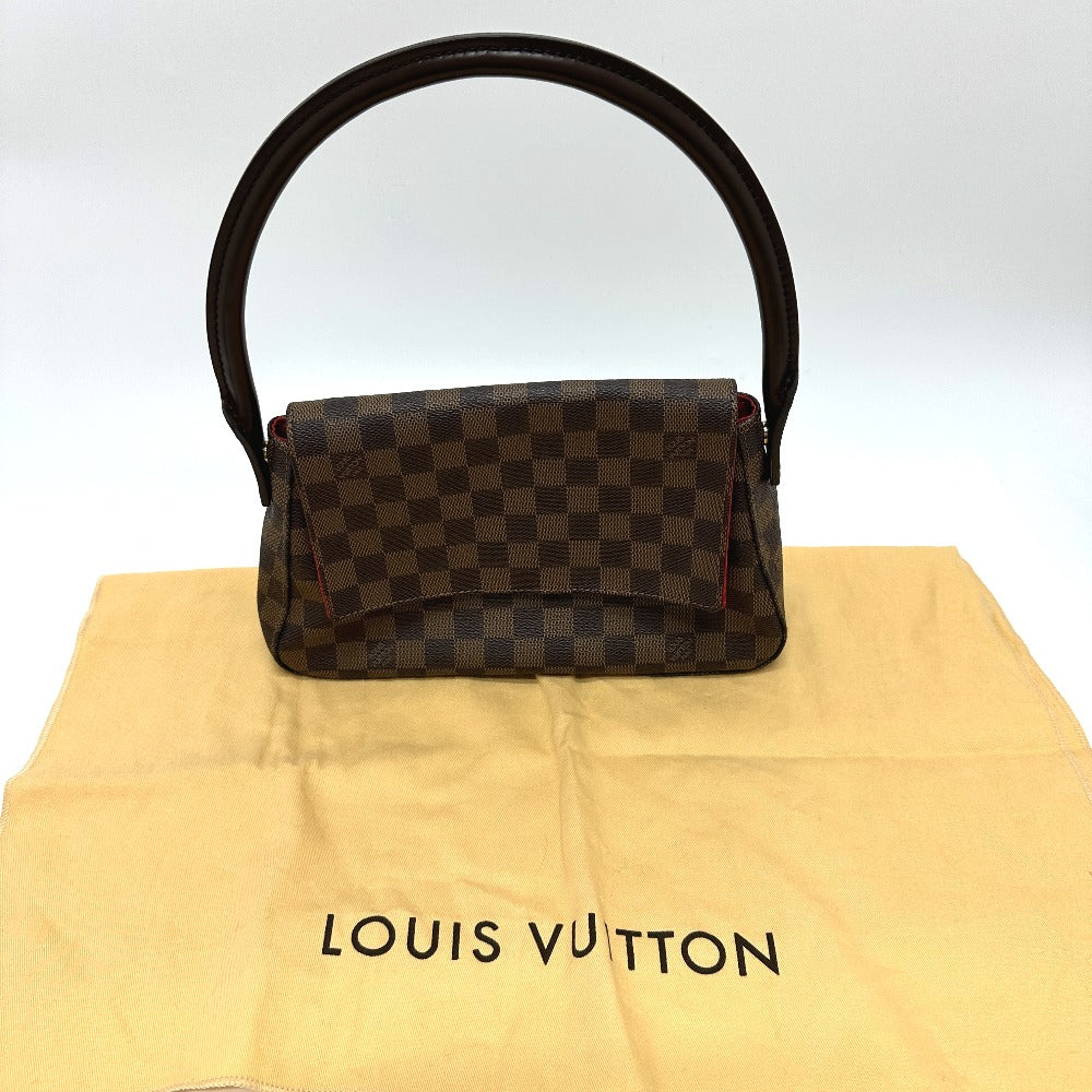 LOUIS VUITTON N51158 Damier Mini Looping SPO Special Order Shoulder Bag/Tote Bag in Damier Canvas, Ebene Brown, Women's