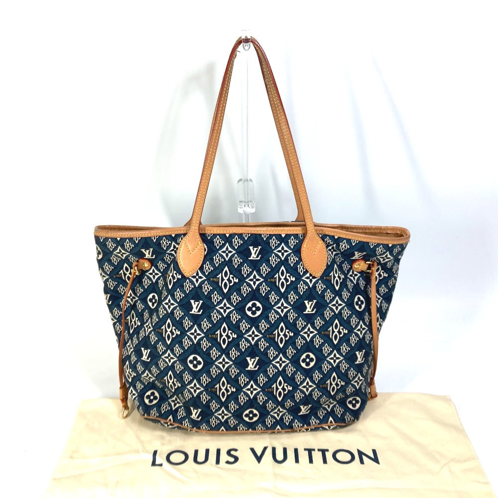 LOUIS VUITTON M57484 Monogram Jacquard Neverfull MM SINCE1854 Shoulder Bag/Tote Bag with Pouch, Navy Blue