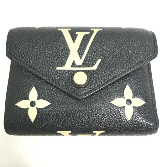 LOUIS VUITTON M80968 モノグラムアンプラント ポルトフォイユ ヴィクトリーヌ コンパクト ウォレット 3つ折り財布 モノグラムアンプラントレザー レディース ブラック