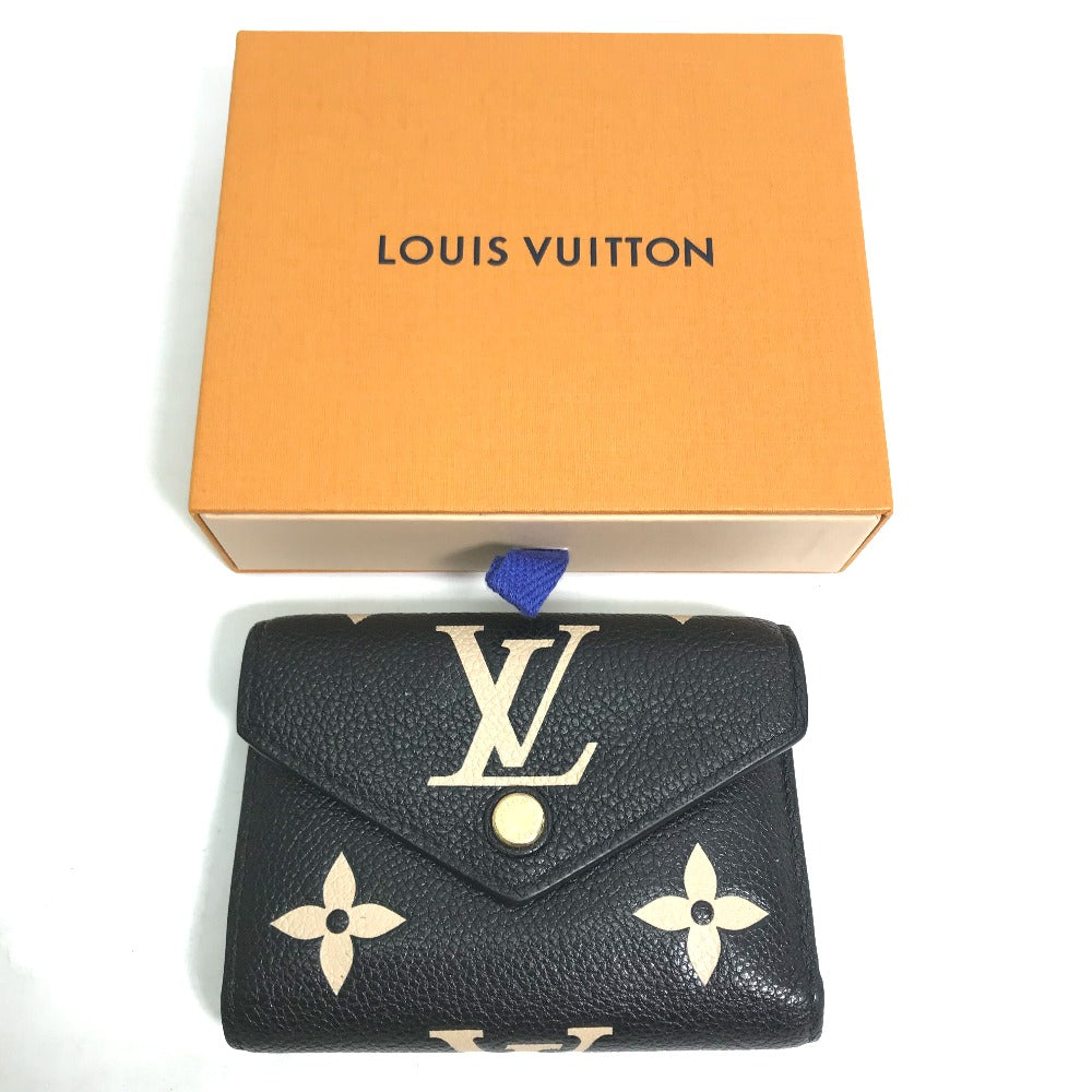 LOUIS VUITTON M80968 モノグラムアンプラント ポルトフォイユ ヴィクトリーヌ コンパクト ウォレット 3つ折り財布 モノグラムアンプラントレザー レディース ブラック