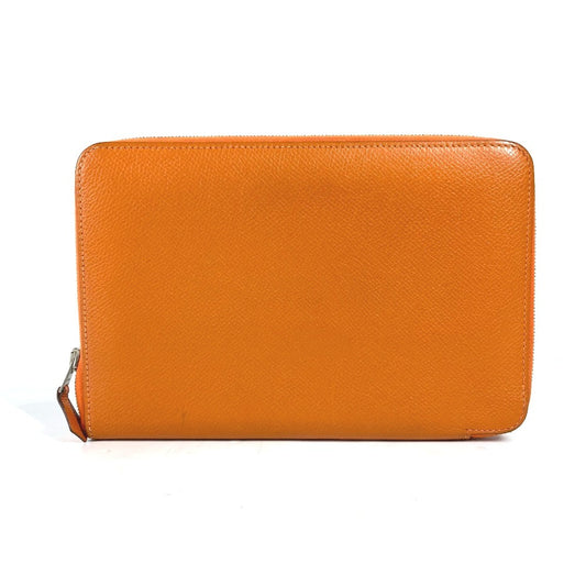 HERMES アザップインテグラル ロングウォレット ラウンドファスナー 長財布 レザー ユニセックス オレンジ