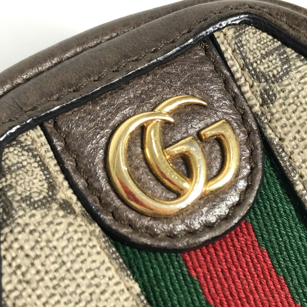 GUCCI 645123 GG Sherry Line Ophidia Keychain Wallet/Coin Purse in GG Supreme Canvas, Unisex, Beige