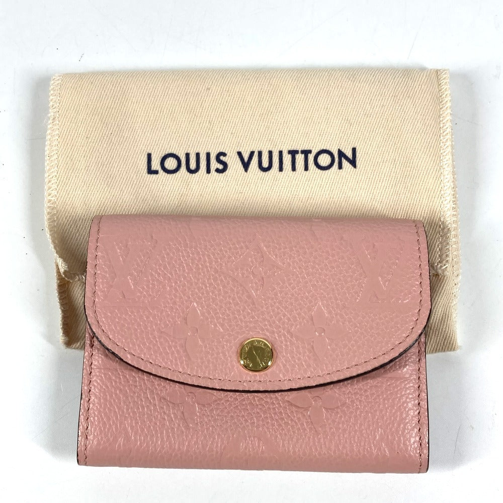 LOUIS VUITTON M81520 Monogram Empreinte Porte Monnaie Rosary Compact Wallet, Bi-fold Wallet, Monogram Empreinte Leather, Women's, Rose Poudre Pink