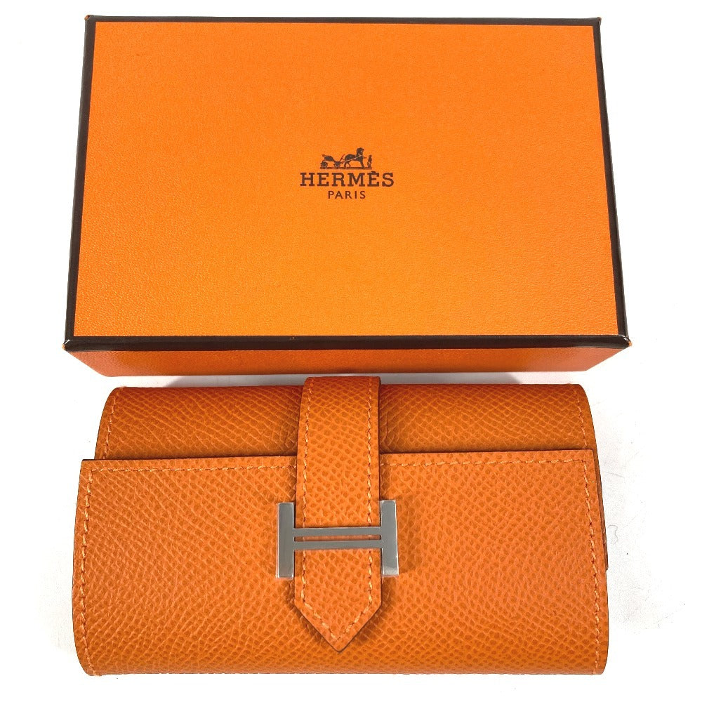 HERMES H Logo Bearn 4-Hook Key Case Epsom Unisex Orange