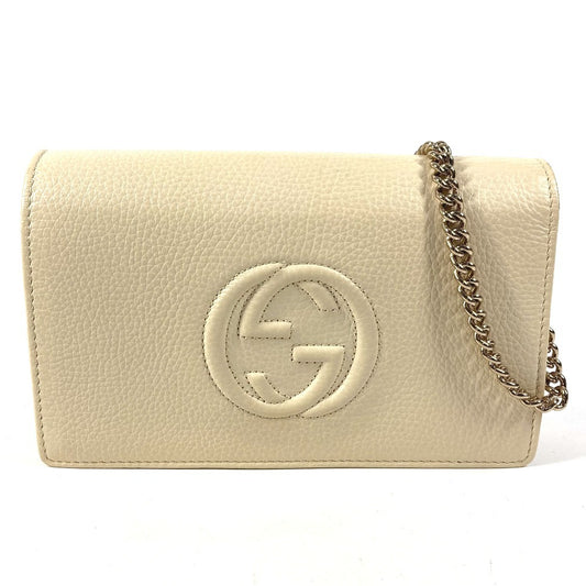 GUCCI 598211 GG Logo Interlocking G Soho Long Wallet Chain Wallet Leather Unisex Ivory
