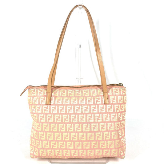 FENDI 8BH021 Zucchino Logo Bag Shoulder Tote Bag Handbag Shoulder Bag Leather/Canvas Women's Pink