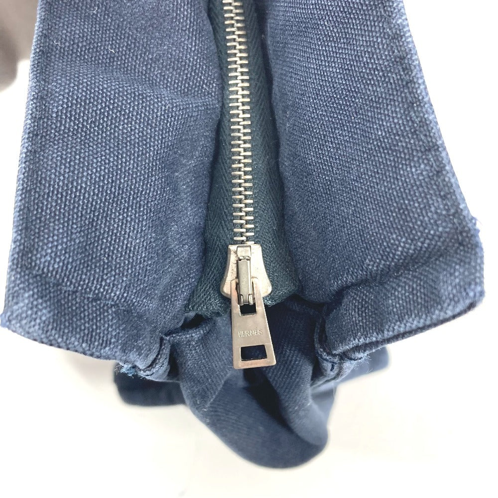 HERMES Fourre-Tout Bag Pouch Second Bag Clutch Bag Cotton Unisex Navy