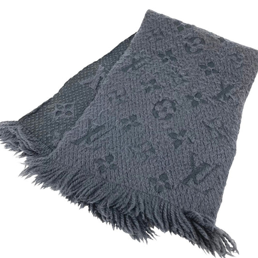 LOUIS VUITTON 不明 fringe charpes logomania mix Stole/Shawl Accessories Scarf wool / silk Dark Gray Based Used