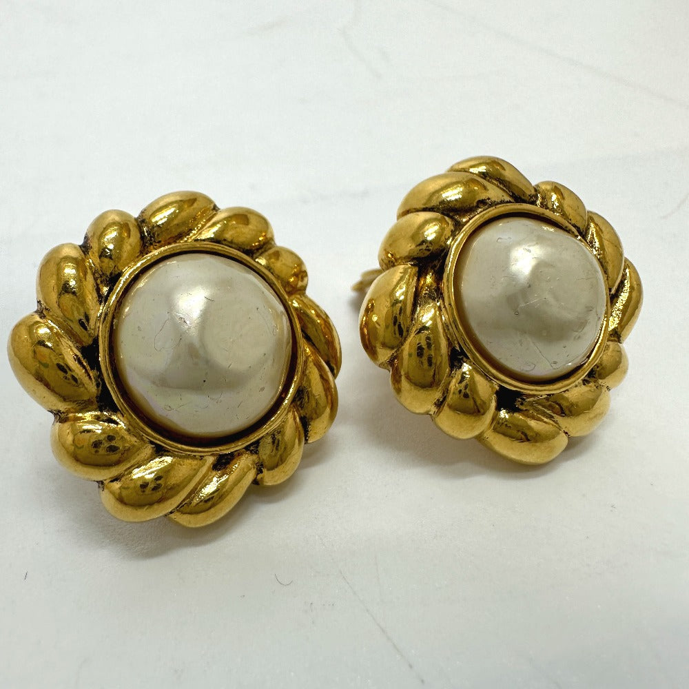CHANEL Faux Pearl Earrings, Faux Pearl/GP, Women's, Gold