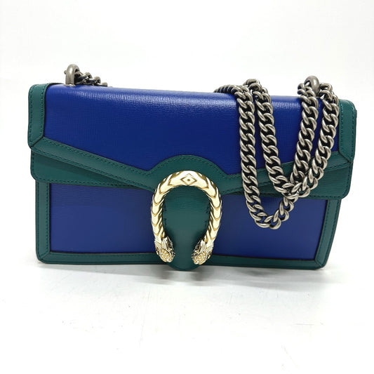 GUCCI 400249 バイカラー デュオニソス チェーン 肩掛け ショルダーバッグ レザー レディース ブルー
