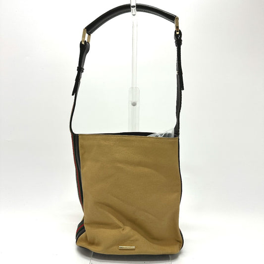 GUCCI 001・4286 ヴィンテージ シェリーライン バケツ型 カバン 肩掛け ショルダーバッグ レザー/キャンバス レディース ベージュ