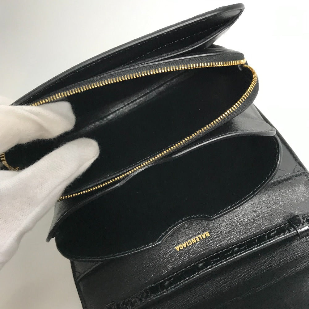 BALENCIAGA 592898 2-Way Clutch Bag, Pouch, B Logo, Quilted, Crossbody Bag, Shoulder Bag, Embossed Leather, Women's, Black