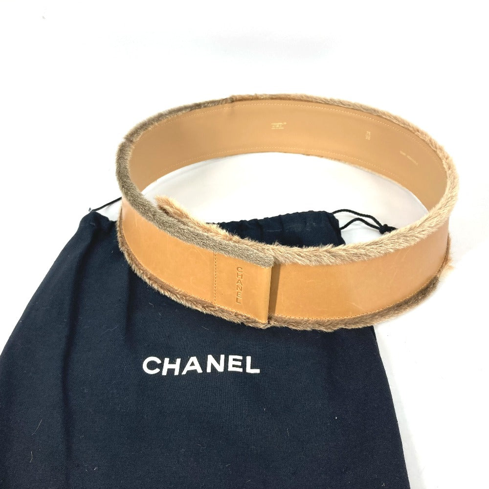 CHANEL 01A CC ココマーク ズボン用ベルト ベルト レザー レディース ベージュ