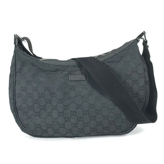 GUCCI 122790 GG 斜め掛け カバン ショルダーバッグ レザー/キャンバス レディース ブラック
