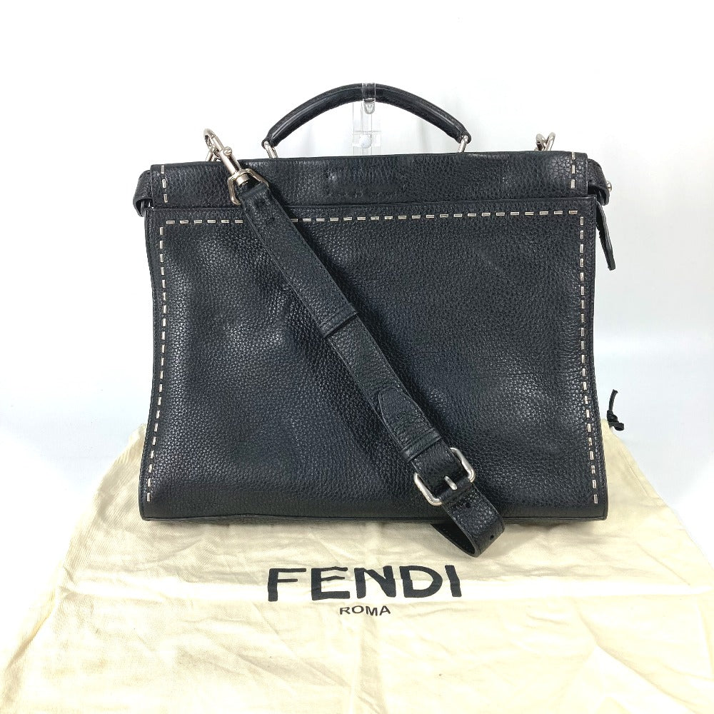 FENDI 7VA406 ショルダーバッグ 斜め掛け カバン セレリア ピーカブー アイコニック フィット 2WAY ビジネスバッグ トートバッグ ハンドバッグ レザー メンズ ブラック