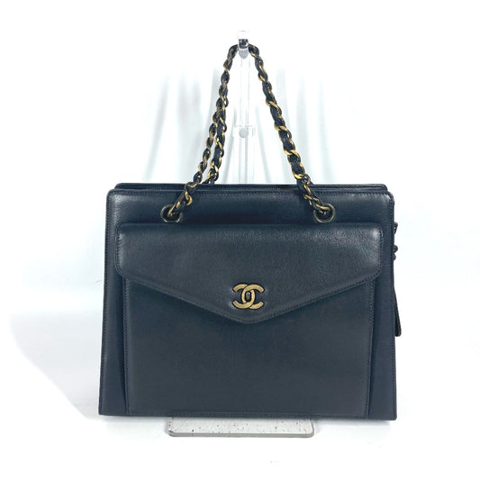CHANEL Wチェーン CC ココマーク カバン トートバッグ ショルダーバッグ レザー レディース ブラック