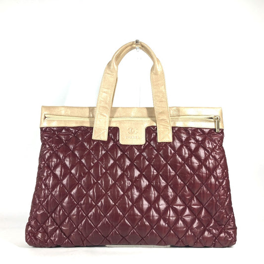 CHANEL Bicolor CC Coco Mark COCO COCOON Quilted Shoulder Tote Bag Handbag Shoulder Bag Nylon Women's Wine Red