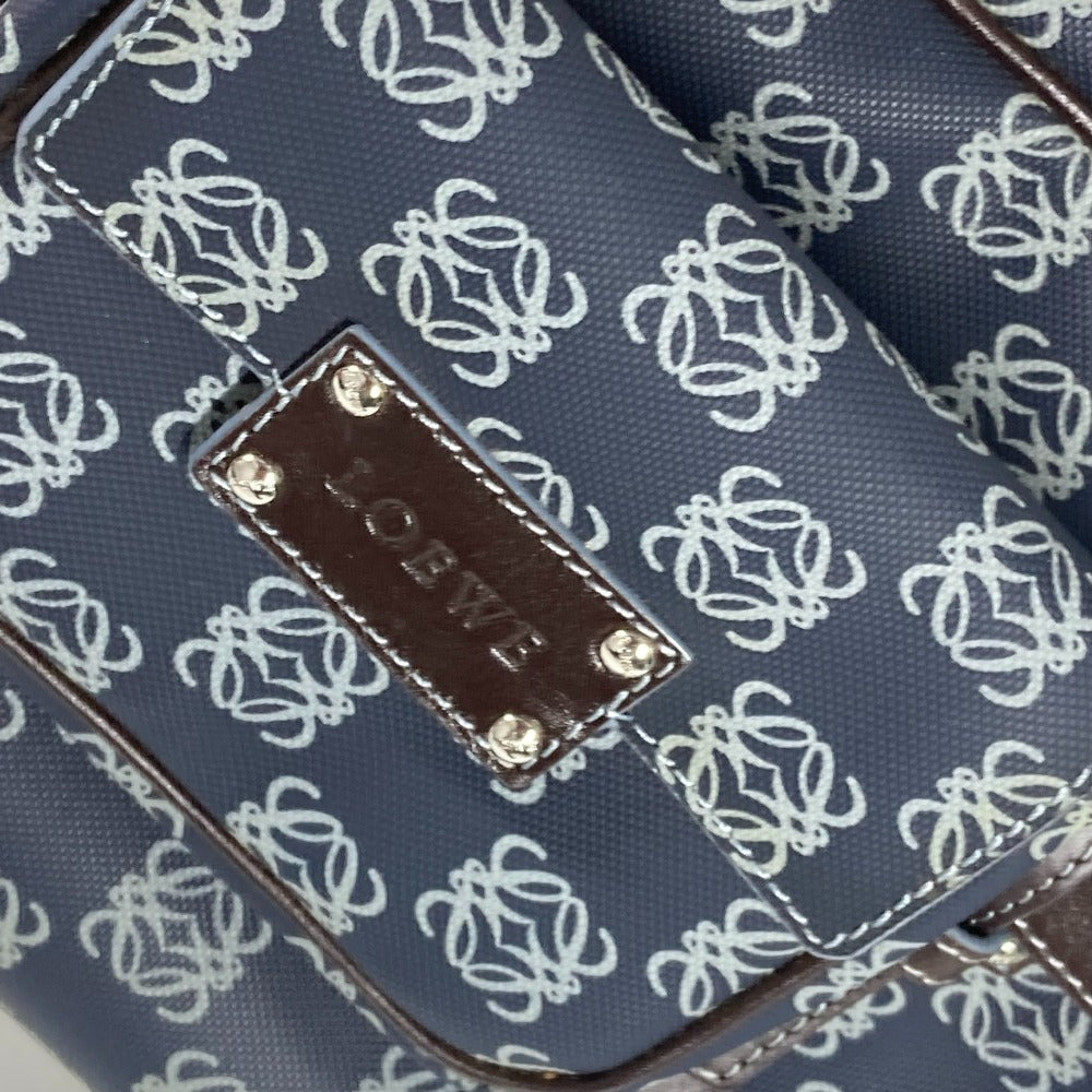 LOEWE ショルダーバッグ 肩掛け アナグラム ロゴ ポーチ付き ミニボストンバッグ ハンドバッグ ボストンバッグ PVC/レザー メンズ ネイビー