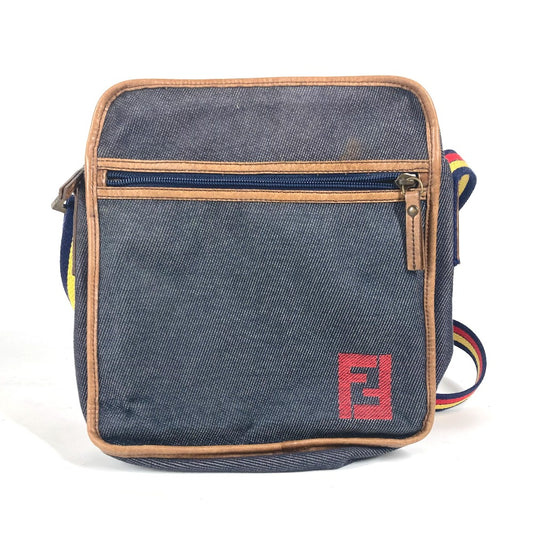 FENDI ポシェット ロゴ 斜め掛け カバン ショルダーバッグ デニム ユニセックス ブルー - brandshop-reference