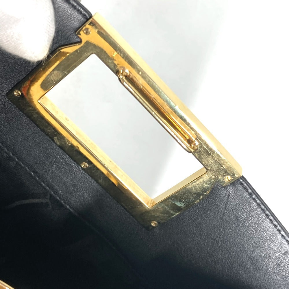 Salvatore Ferragamo ロゴ メタルハンドル 2WAYバッグ カバン ハンドバッグ ポシェット 斜め掛け ショルダーバッグ レザー レディース ブラック