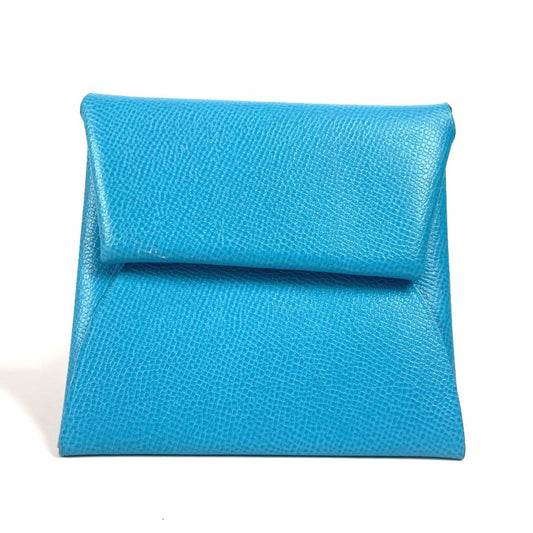 HERMES Bastia Wallet Coin Compartment coin purse Leather blue Used