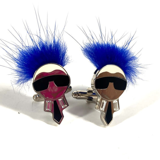 FENDI カールラガーフェルド アクセサリー カフス メタル メンズ ブルー