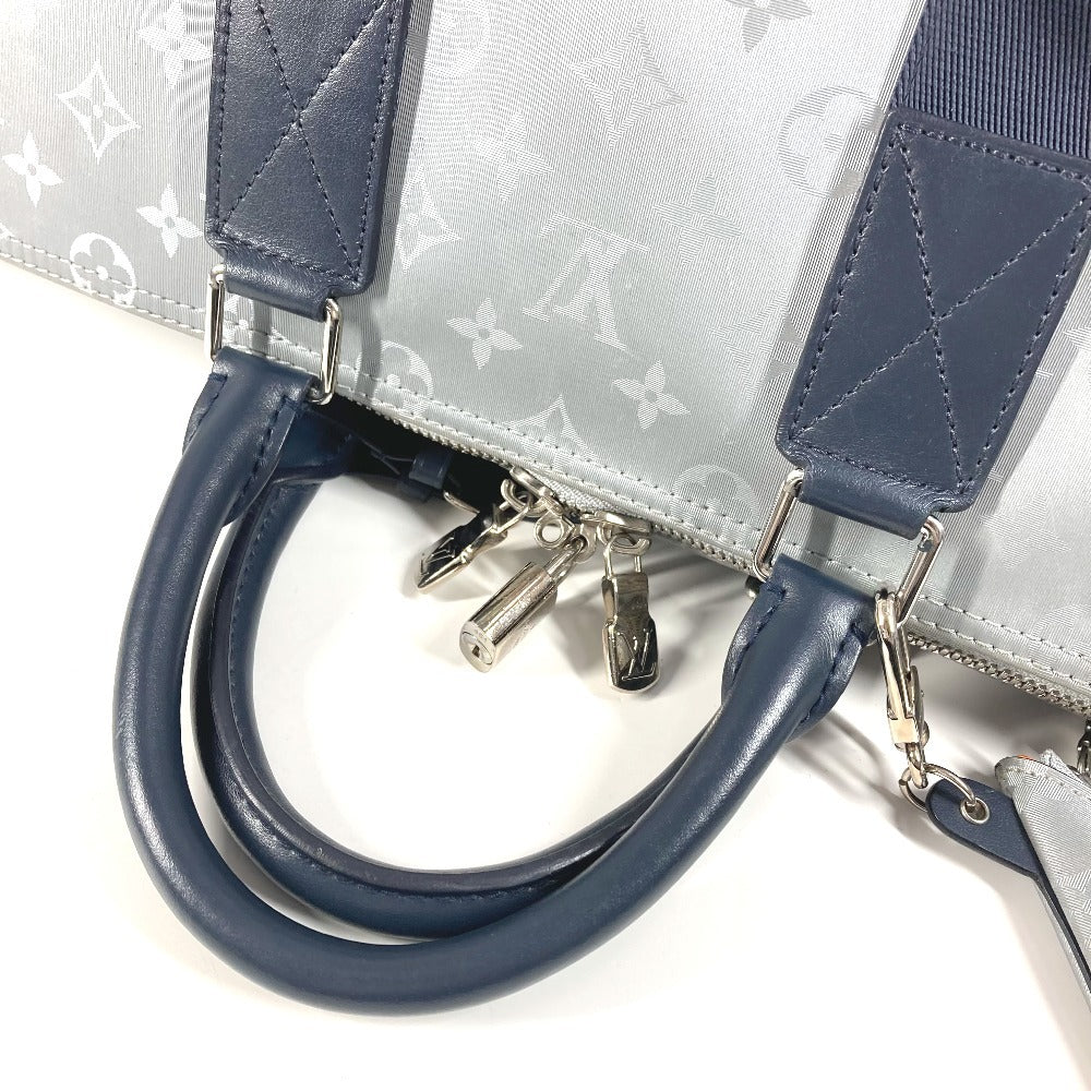 LOUIS VUITTON M44170 モノグラムサテライト キーポル・バンドリエール 50 2WAYバッグ ショルダーバッグ トラベルバッグ カバン コインケース付き ボストンバッグ レザー/キャンバス メンズ シルバー