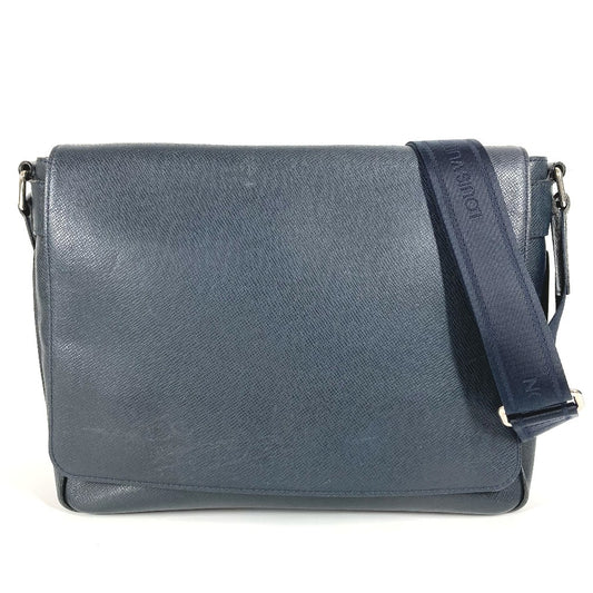 LOUIS VUITTON M32624 Taiga Roman MM Bag, Crossbody Flap Messenger Bag, Shoulder Bag, Taiga Leather, Unisex, Boreal Navy