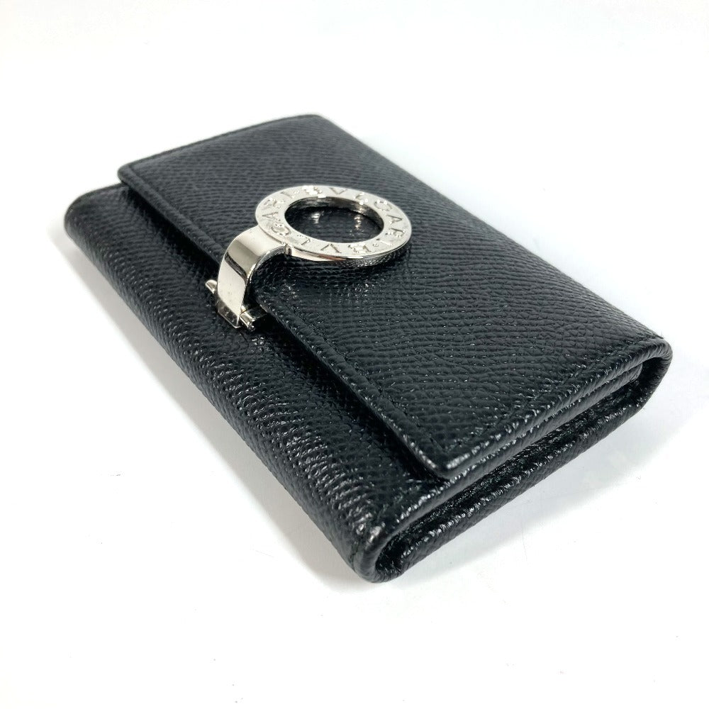 BVLGARI 6-ring logo key case, 6-piece set, BVLGARI logo, leather, unisex, black