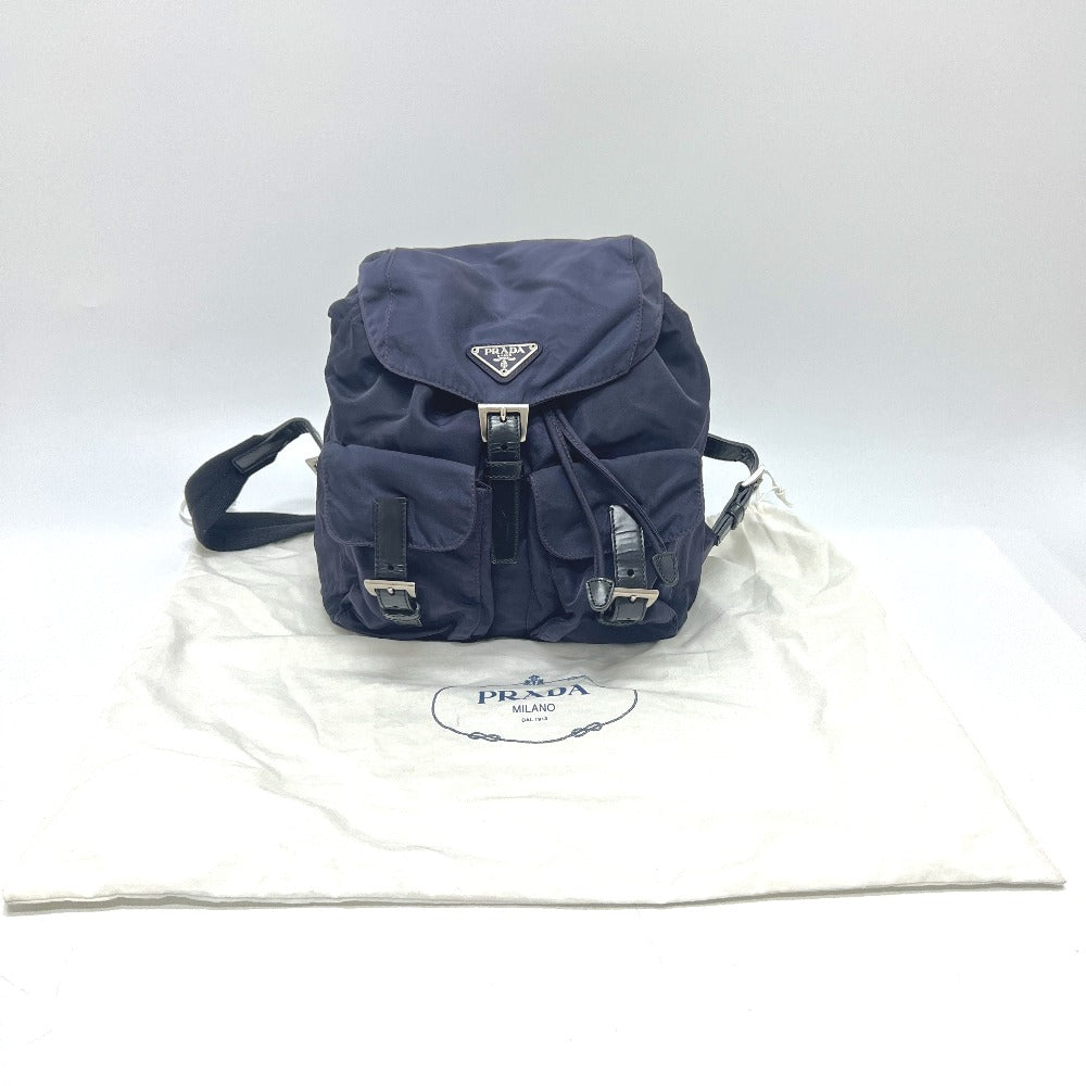 PRADA B6677 VELA Triangle Logo Plaque Backpack Nylon Unisex PRUGNA Purple
