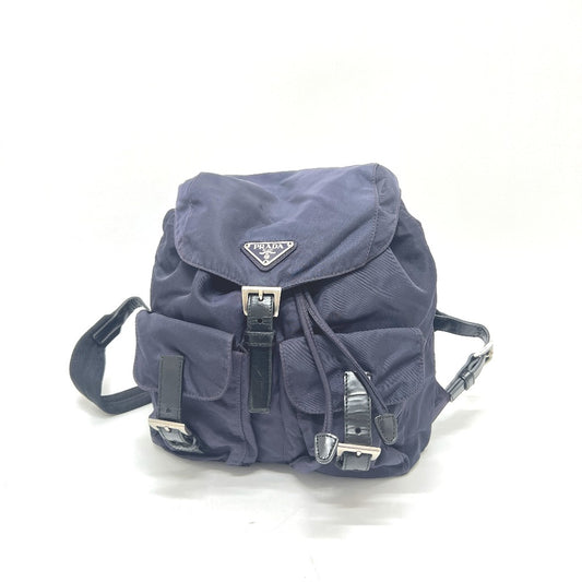 PRADA B6677 VELA triangle logo triangle logo plate bag backpack Backpack Nylon / Leather PRUGNA Purple Based Used