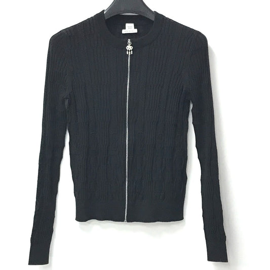 HERMES 2025 Spring/Summer Collection Mors à Jouet Apparel Outerwear Long Sleeve Cardigan with Bit Logo, Silk, Women's, Black