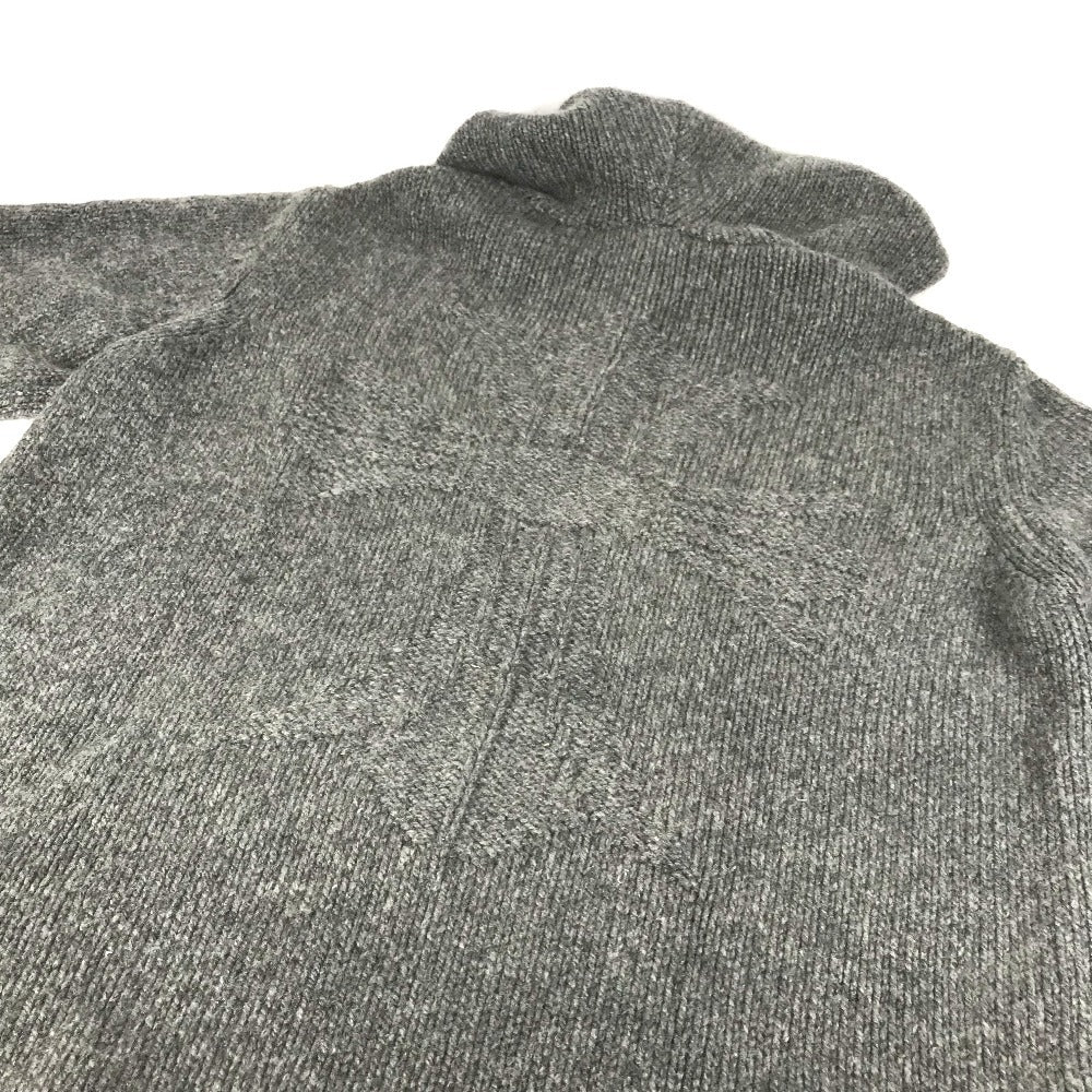 CHROME HEARTS Men's Gray Cashmere Hoodie with Leather Patch, Tag, and Cross Stitch. Long Sleeve Knit.