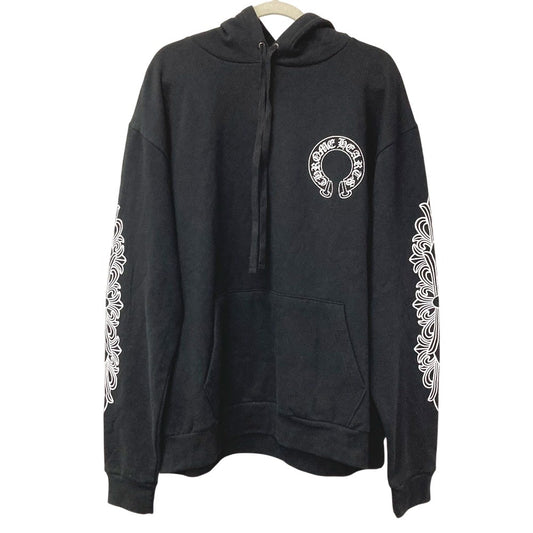 CHROME HEARTS トレーナー スウェット 長袖 SWTSHRT HD PLVR フレア ロゴ ホースシュー アパレル フーディー フード パーカー コットン メンズ ブラック