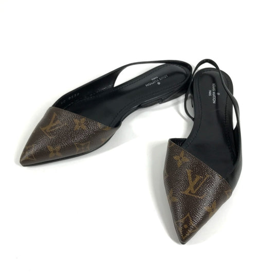 LOUIS VUITTON Monogram Logo Ballet Flats, Flat Pumps, Women's, Brown, Monogram Canvas