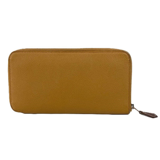 HERMES Azap Long Silkin Wallet Round Zipper Long Wallet Epsom Unisex Beige