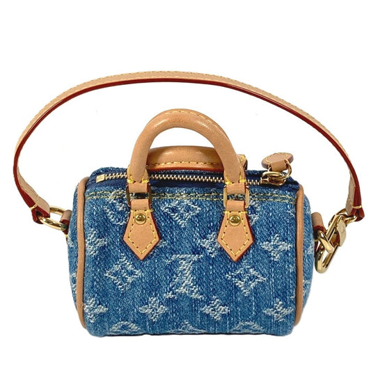 LOUIS VUITTON M01701 Monogram Denim Bijou Sac Micro Speedy Bag Charm Key Holder Monogram Denim Unisex Blue