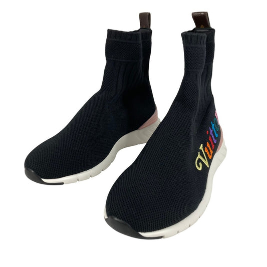 LOUIS VUITTON Aftergame Line Sock Sneakers Rainbow Logo Shoes Sneakers Canvas Women's Black