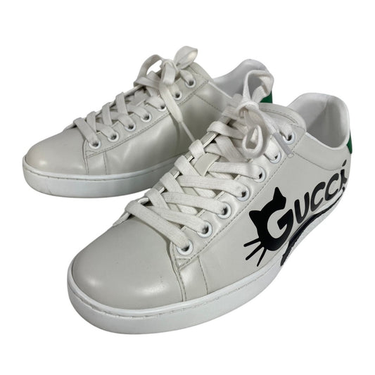 GUCCI 659912 Logo Cat Shoes Sneakers Leather Women's Green