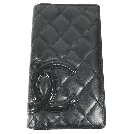 CHANEL A26717 カンボンライン CC ココマーク ロゴ ロングウォレット 2つ折り 長財布 レザー ユニセックス ブラック