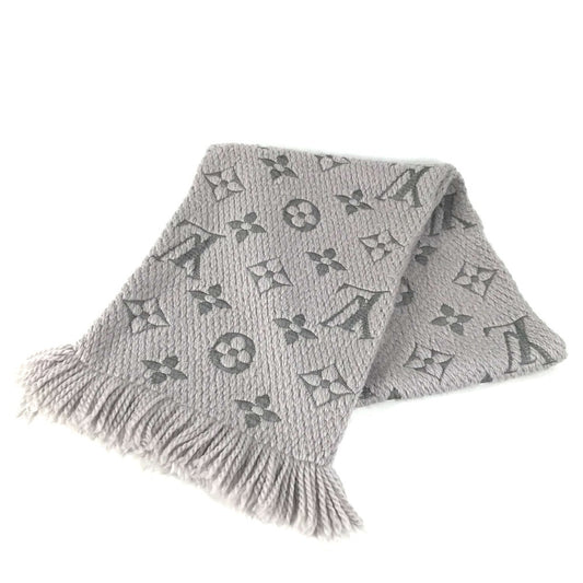 LOUIS VUITTON M74742 エシャルプ ロゴマニア エシャルプロゴマニア フリンジ マフラー ウール ユニセックス グリペルル グレー
