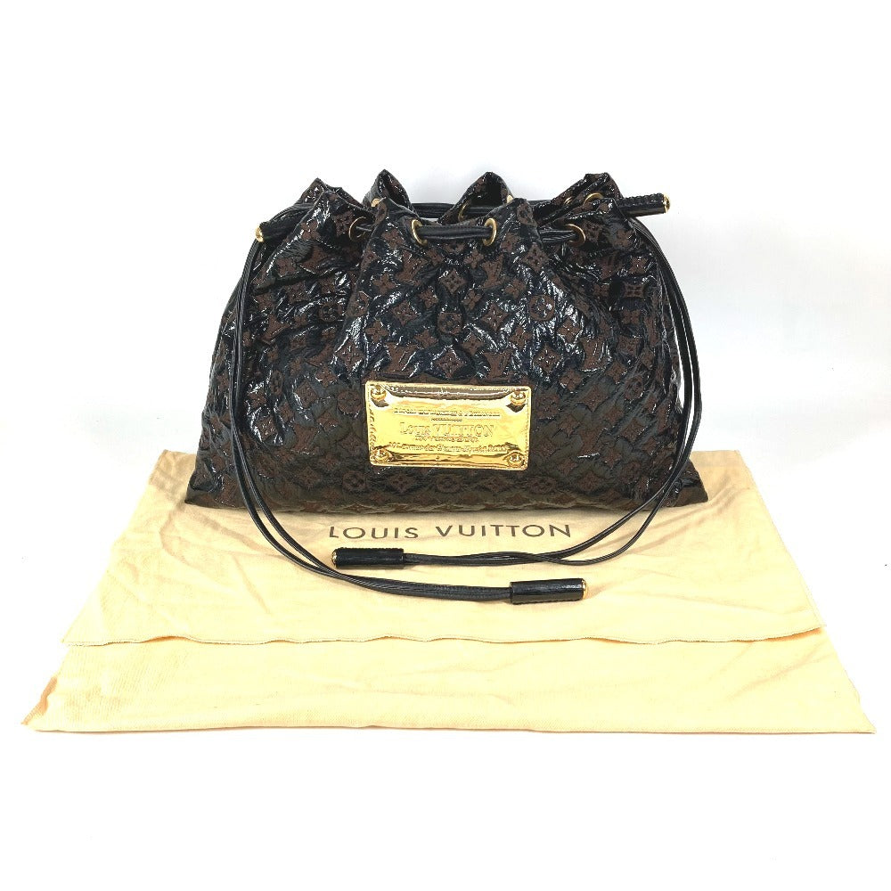 LOUIS VUITTON M95259 モノグラムエルヴィニル スクイーチ カバン 巾着 トートバッグ 肩掛け ショルダーバッグ レザー レディース ブラウン